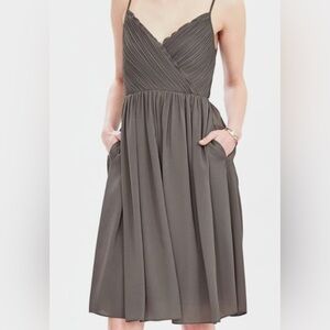 Banana Republic Black A-line V-neck Midi Dress